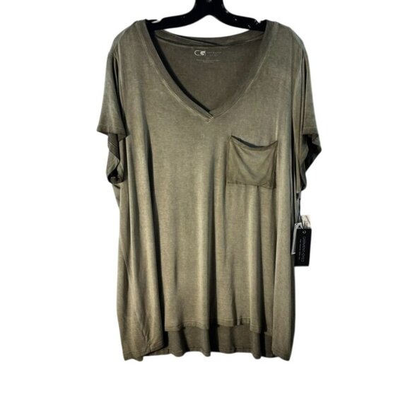 Cable & Gauge Sport Garment-Dyed V-Neck T-Shirt With Pocket 2X Jungle - Picture 1 of 10